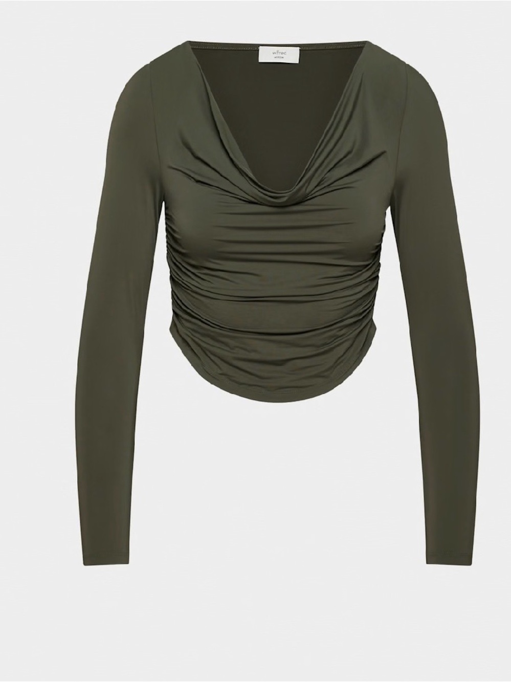 Aritzia Parfait Ruched Cowl Long-Sleeve Crop Top-M